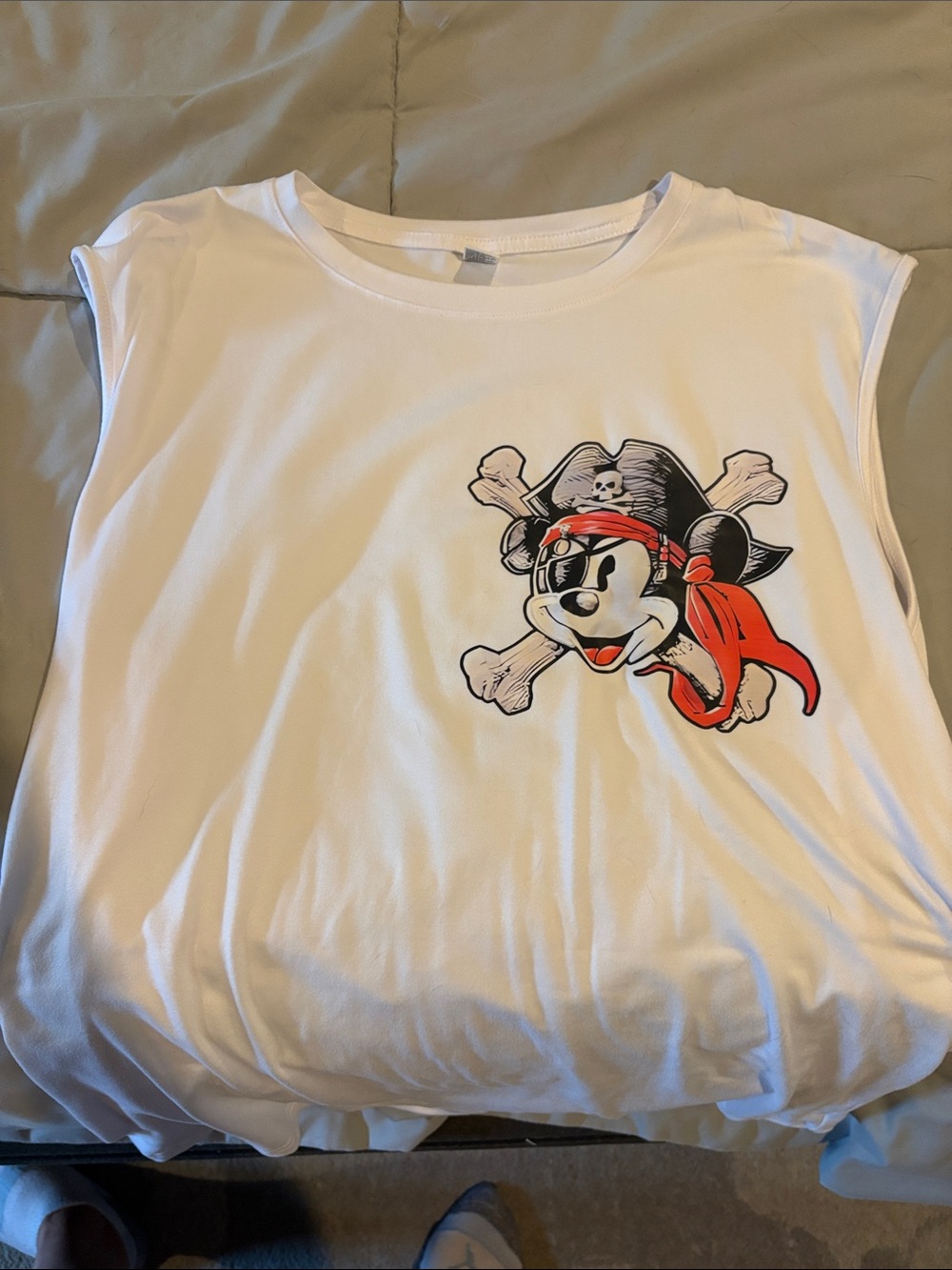 Men’s Disney Pirate Graphic Tank Top with Red Accent